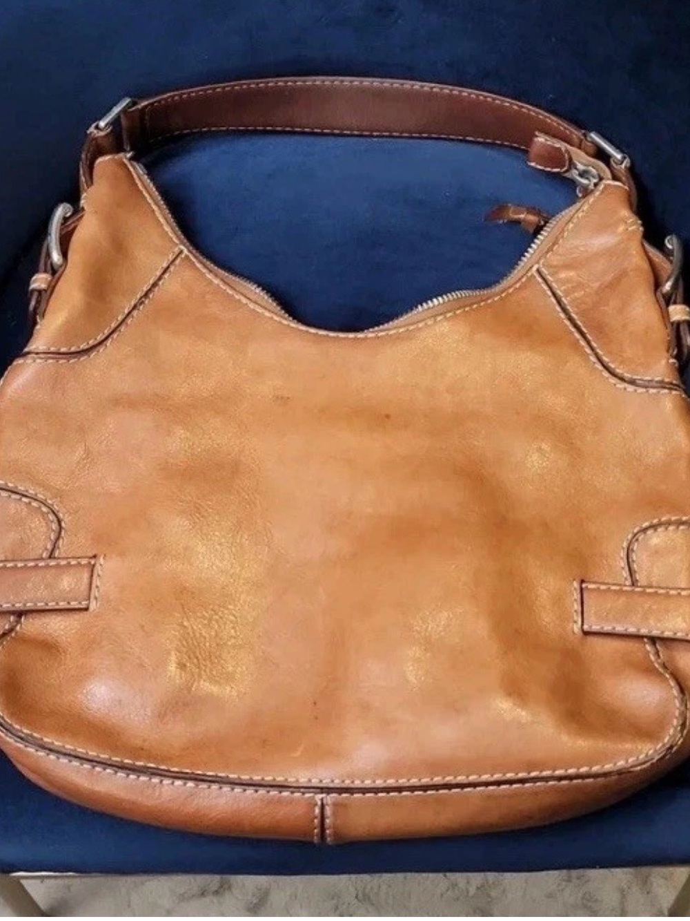Michael Kors Cognac Leather Shoulder Hobo Bag